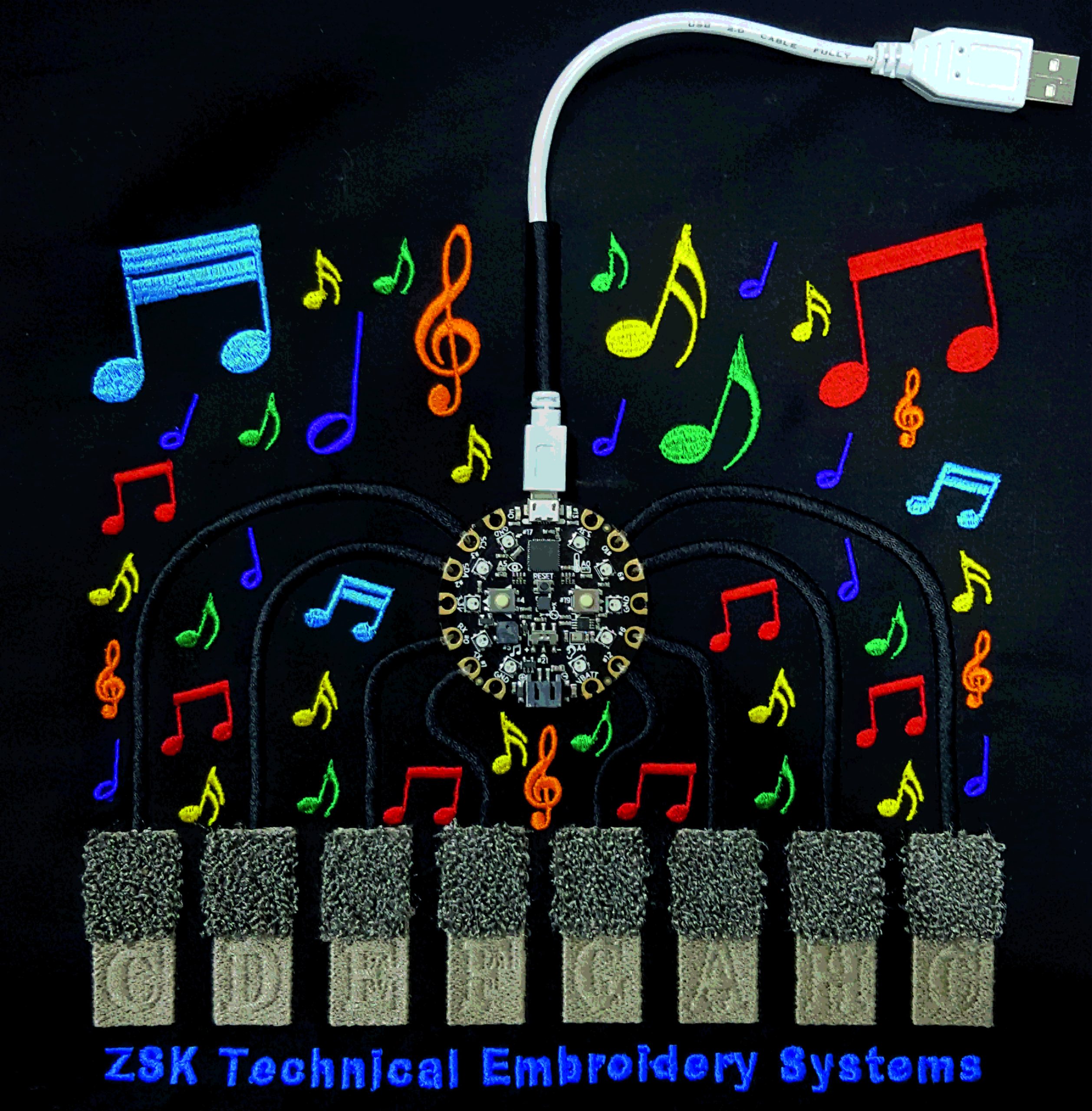 3E Embroidered Piano