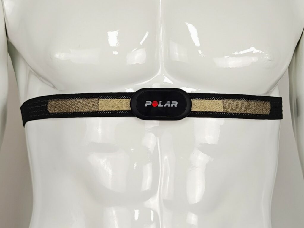 3E Chest Strap Prototype with moss-embroidered textile electrodes for heart rate and ECG monitoring during sports