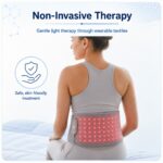 Non-invasive therapy: gentle embroidered LED light therapy delivered through a wearable back wrap