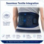 Seamless textile integration: embroidered PEMF coil geometries built directly into a wearable back wrap